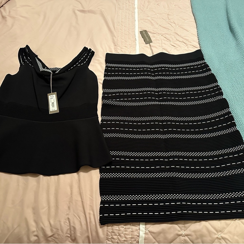 New York & Company Black and White Pencil Skirt and Top